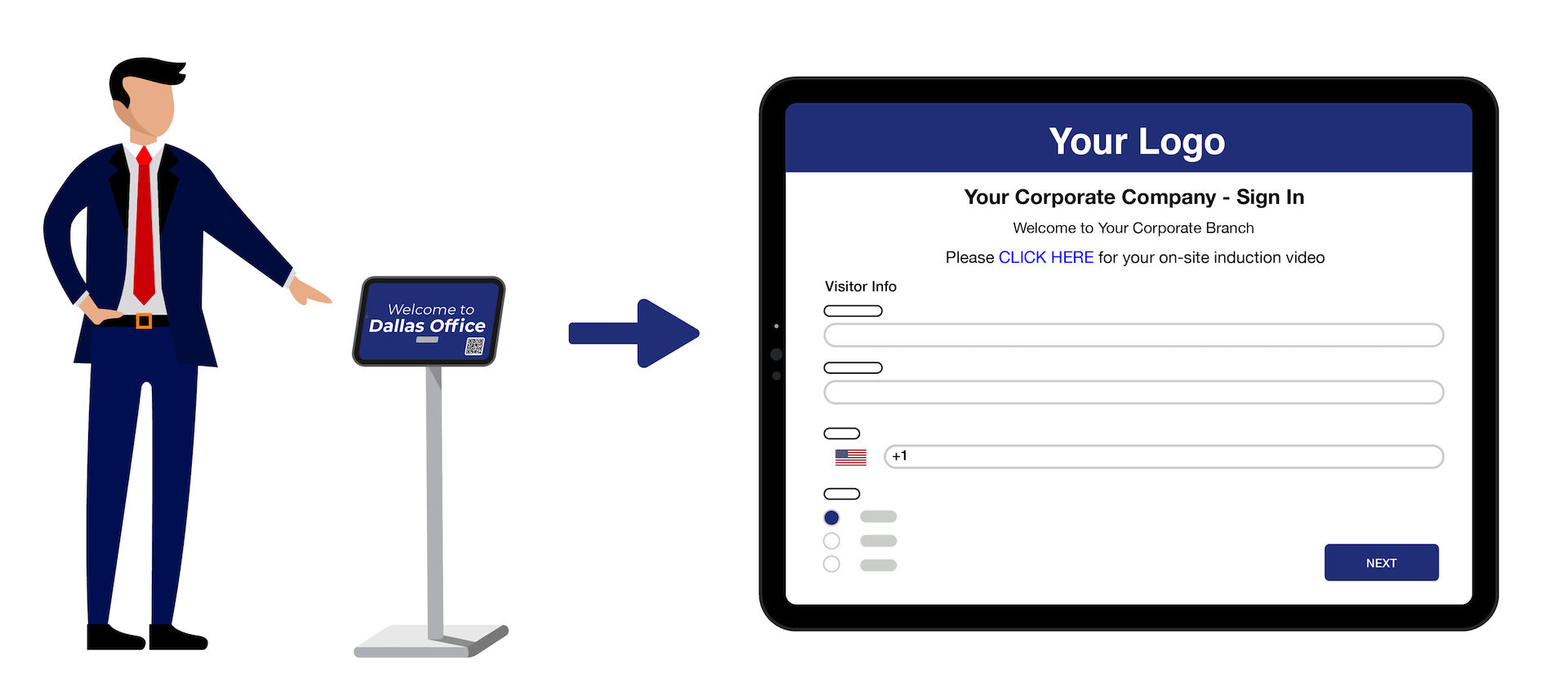 Timecloud Visitor Management Contactless Corporate iPad Sign-in Process