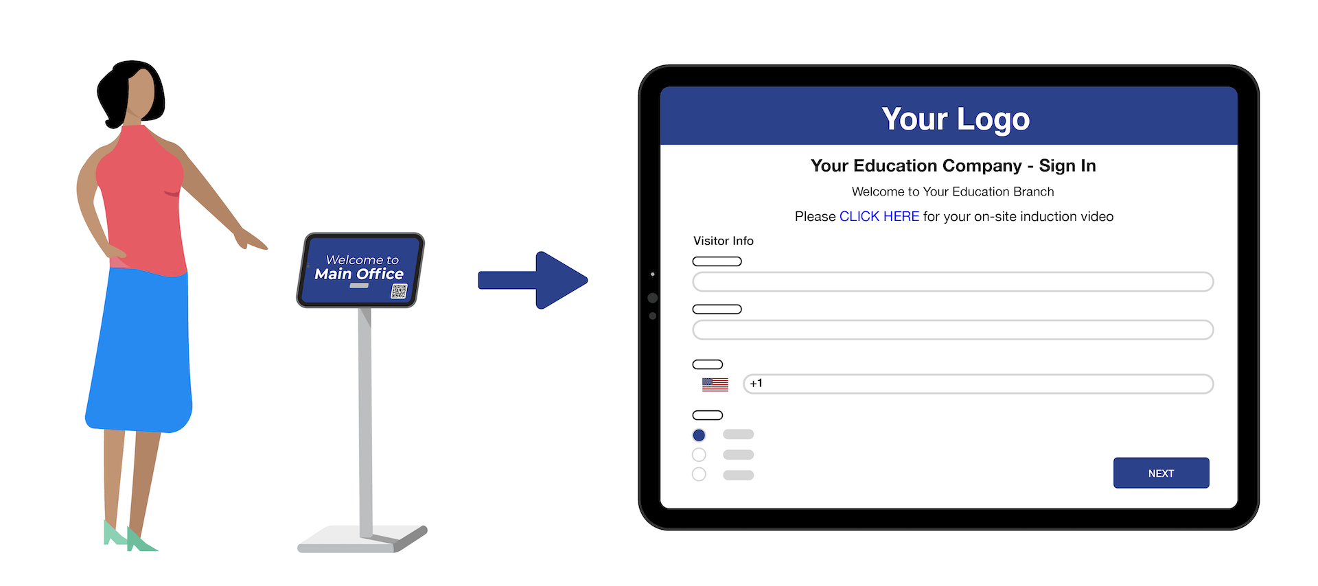 Timecloud Education visitor management iPad sign-in process