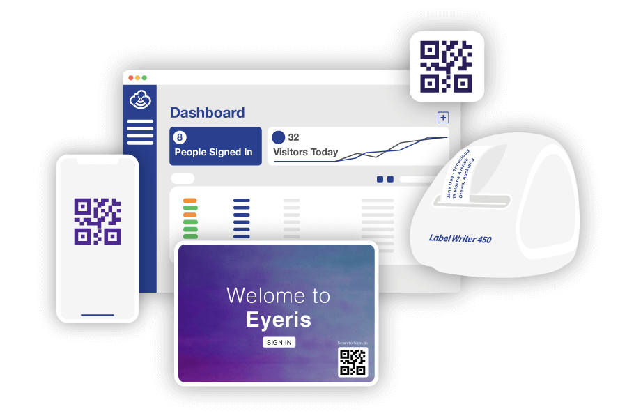 VM-Suite-with-label-printer-900x600 New Professional visitor management system with iPad kiosk, mobile phone QR-code sign in and desktop app backend
