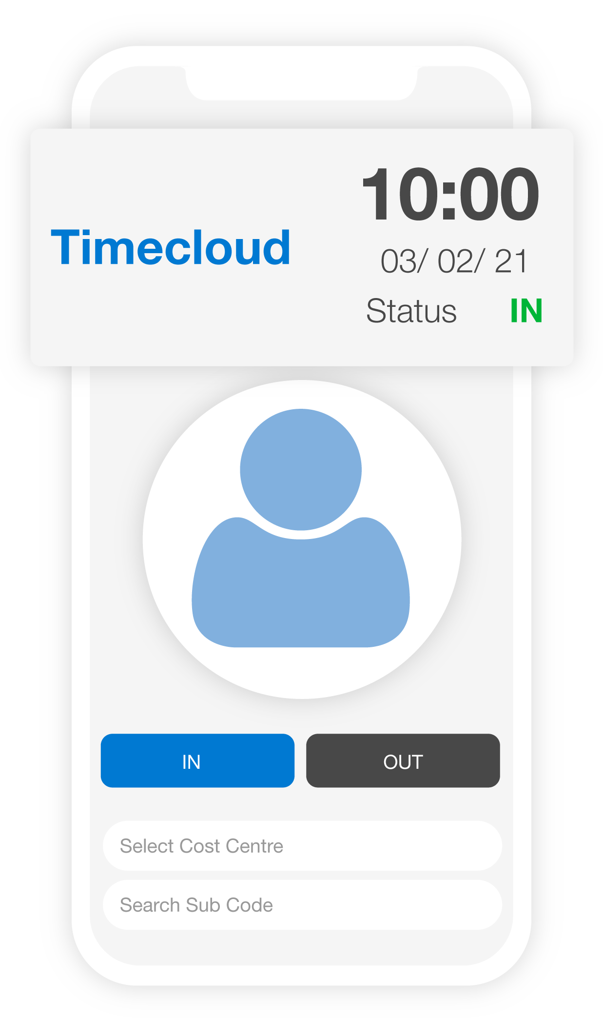 Timecloud Time and Attendance Mobile App Status View