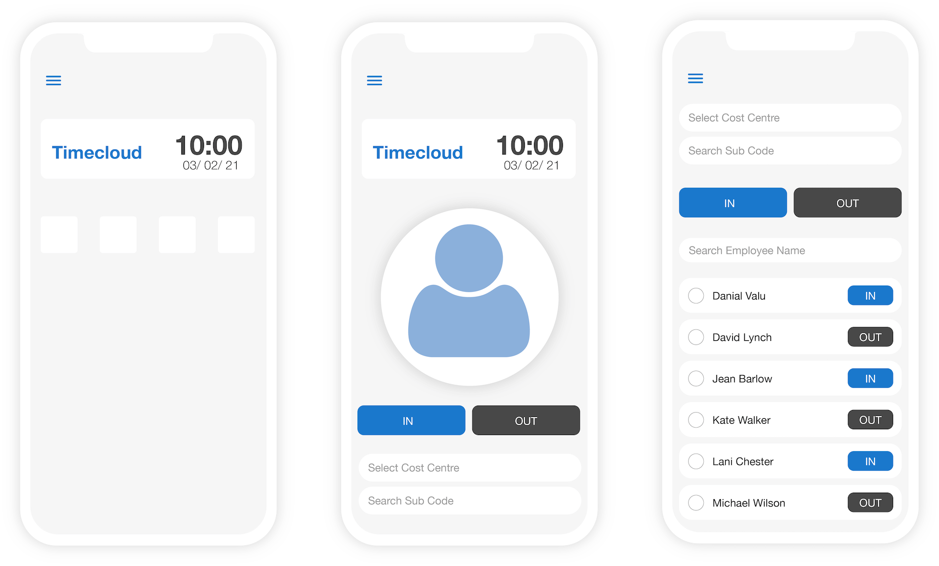 Main Mobile Displays Timecloud Time and Attendance Main Mobile Displays