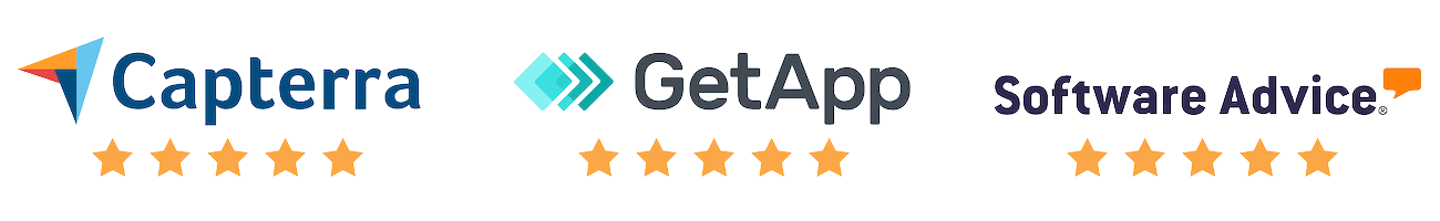 Five star ratings for Timecloud visitor management on Capterra, Getapp and Software Advice