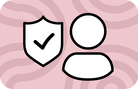 Person next to tick symbol to represent roles and permissions