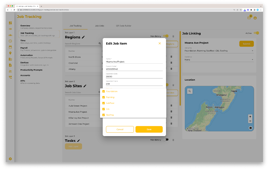 Timecloud Job Dashboard With Job Linking