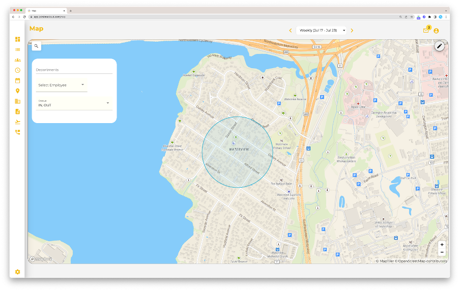 Timecloud Job Tracking Geolocation Map