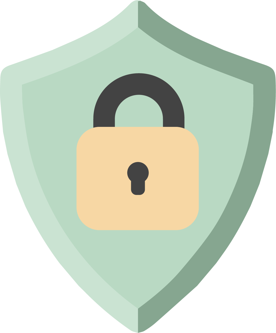 Cyber Security Badge Icon. Shield with a lock in it.
