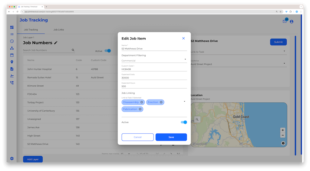 Timecloud Job Dashboard With Job Linking