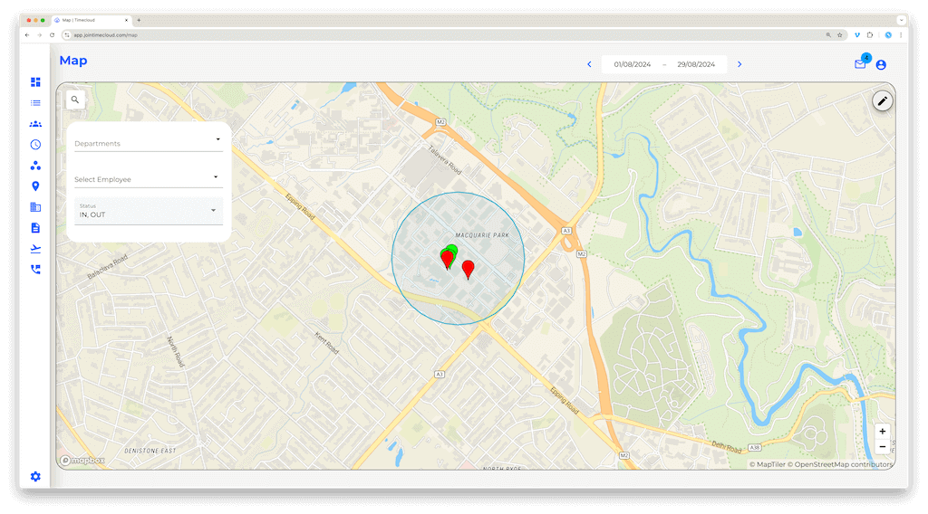 Timecloud Job Tracking Geolocation Map