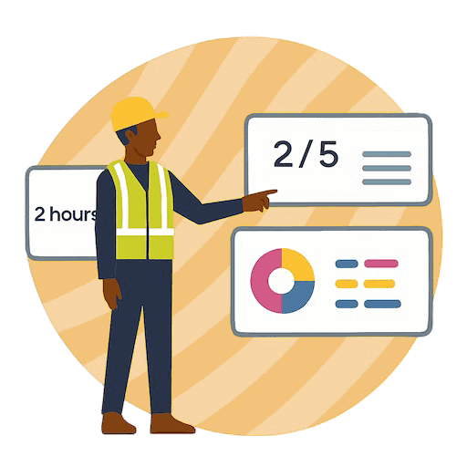 Job Costing feature images of a manager looking at KPI widgets